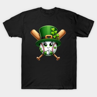 Kids Baseball St Patricks Day Shirt Ball Leprechaun Catcher T-Shirt